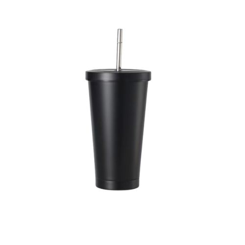 500ml不锈钢吸管咖啡杯 of 500ml / 750ml Double-Wall Stainless Steel Vacuum Insulated Coffee Tumbler with Metal Straw, Custom Logo Travel Mug
